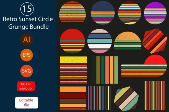 Retro Sunset Bundle 15 Circle Design Review